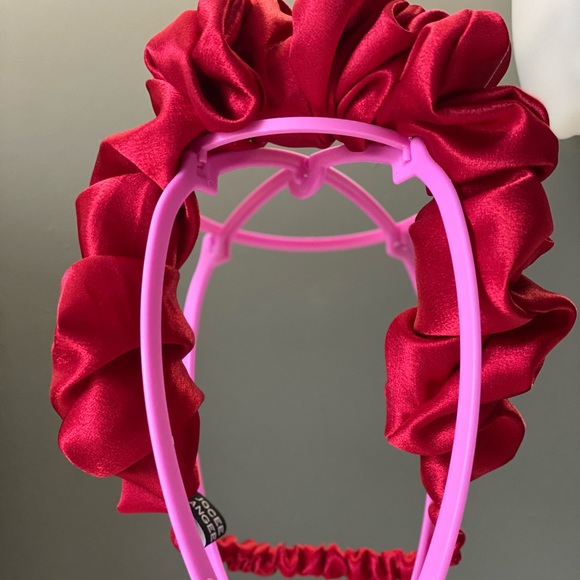 Satin Scrunchie Headbands in Scarlet - Handcrafted - Picture 5 of 6